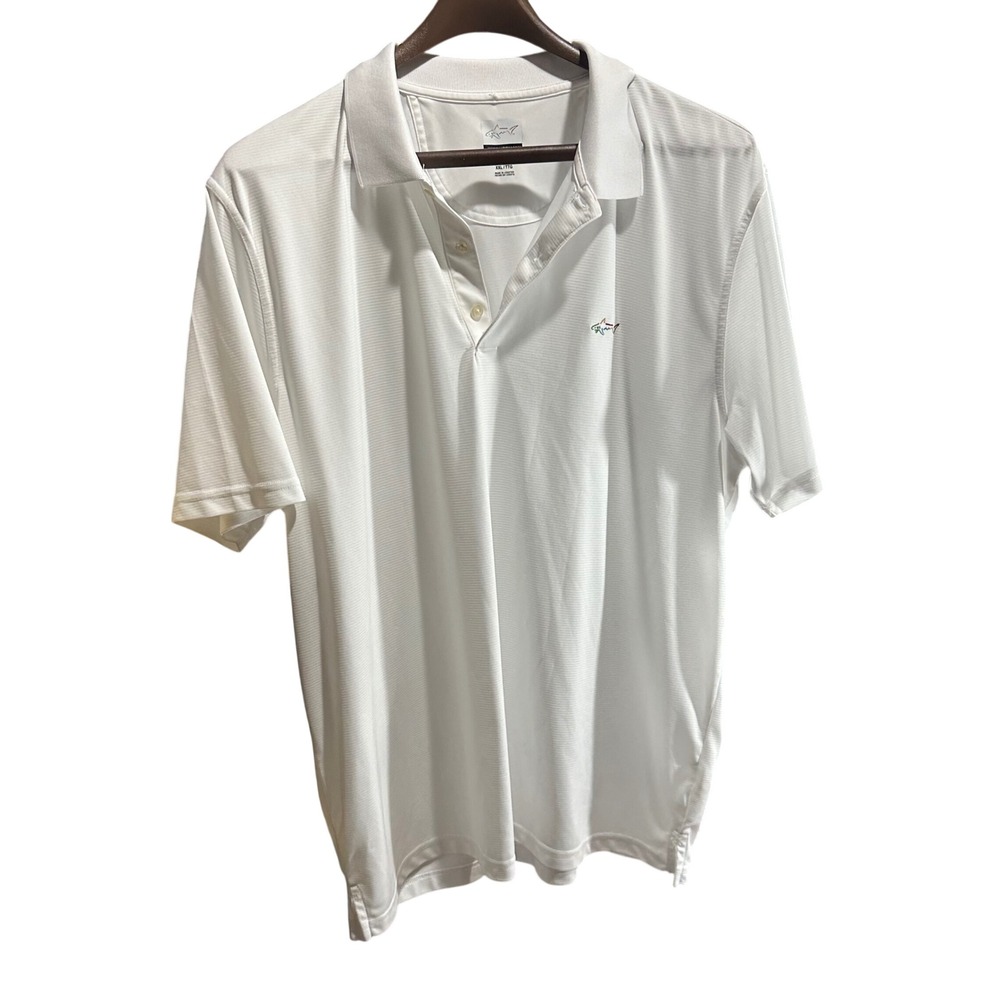 Greg Norman Mens Golf Polo Shirt White Play Dry XXL‎ TTG Shark Logo Short Sleeve